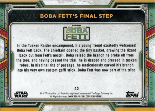 Topps 2022 Star Wars Boba Fett Purple Parallel Card 40 "Boba Fett's Final Step"