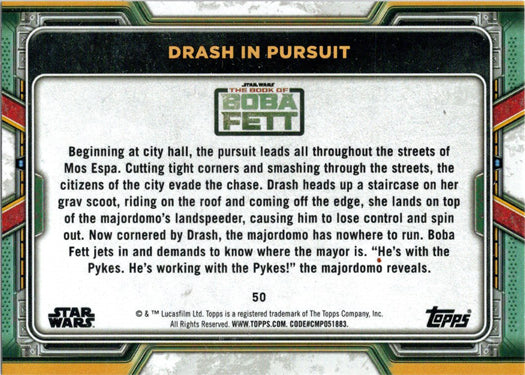 Topps 2022 Star Wars Boba Fett Purple Parallel Card 50 "Drash In Pursuit"