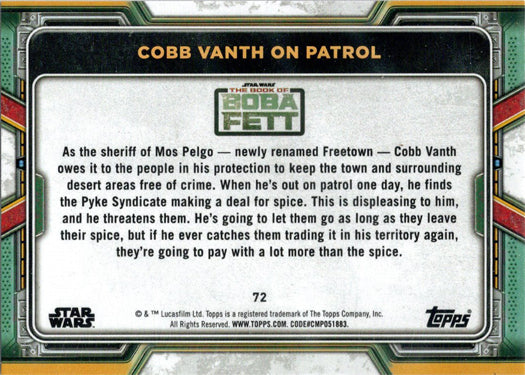 Topps 2022 Star Wars Boba Fett Purple Parallel Card 72 "Cobb Vanth On Patrol"