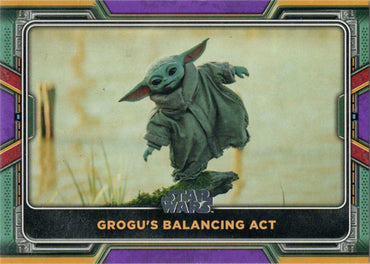 Topps 2022 Star Wars Boba Fett Purple Parallel Card 79 "Grogu's Balancing Act"