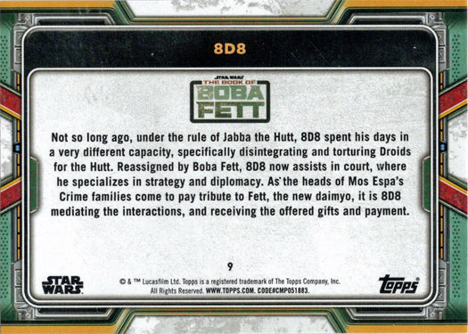 Topps 2022 Star Wars Boba Fett Green Parallel Card 9 "8D8" 02/75