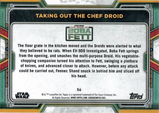 Topps 2022 Star Wars Boba Fett Red Parallel Card 56 "Taking Out The Chef..." 82/99