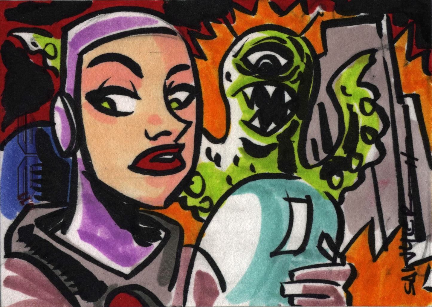 2011 5finity Galaxgals Eradication Lance Sawyer Sketch Card