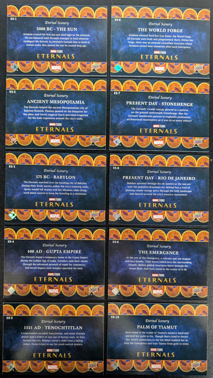 2023 Upper Deck Marvel Eternals Scenery 10 Card Set ES-1 to ES-10