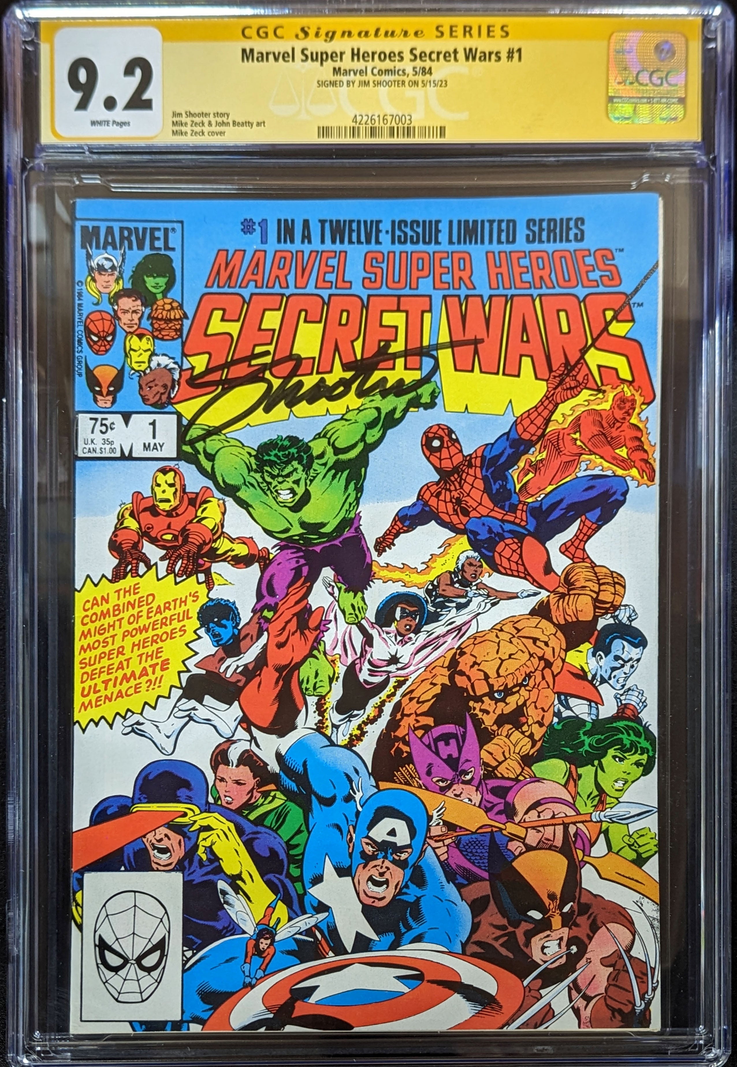 Secret Wars #1 (1984) CGC 9.2 Signed by Jim Shooter