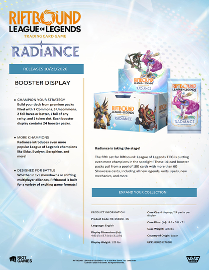2026 Riftbound: League of Legends Radiance Booster Display Box