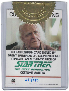Star Trek TNG Heroes & Villains Autograph Costume Card Brent Spiner as Dr. Soong 251/275