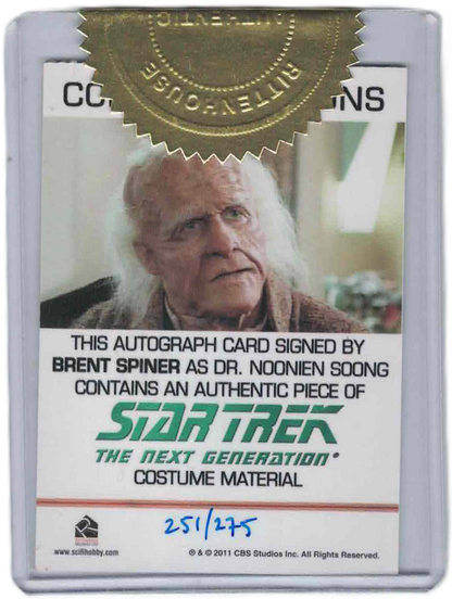 Star Trek TNG Heroes & Villains Autograph Costume Card Brent Spiner as Dr. Soong 251/275