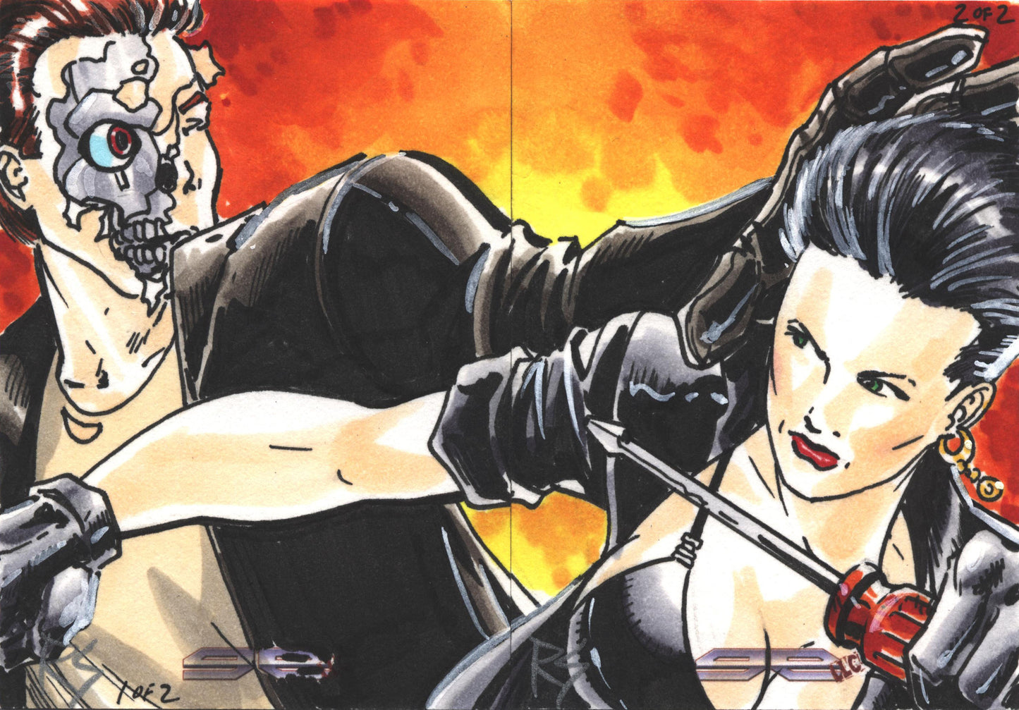 2011 5finity Galaxgals Eradication Rich Stahnke Sketch 2 Card Puzzle