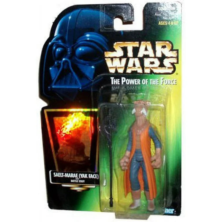 Star Wars POTF Saelt-Marae (Yak Face) Action Figure Green Card