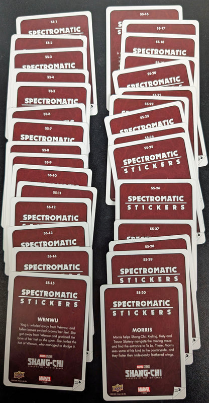 2022 Upper Deck Marvel Shang-Chi Complete 30 Card Spectromatic Stickers Set SS-1 to SS-30