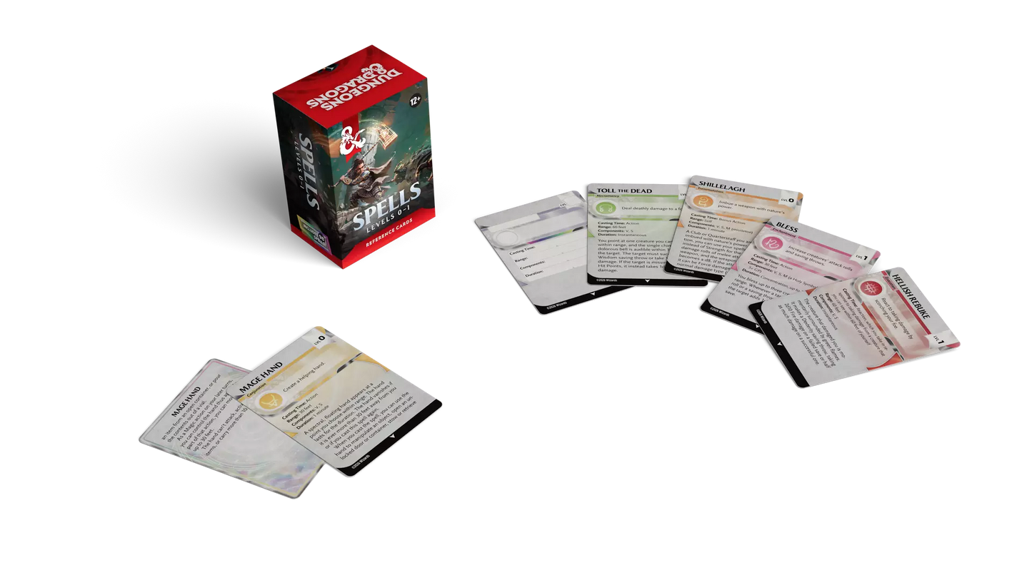 Dungeons & Dragons 5.5e Reference Cards - Spells Levels 0-1