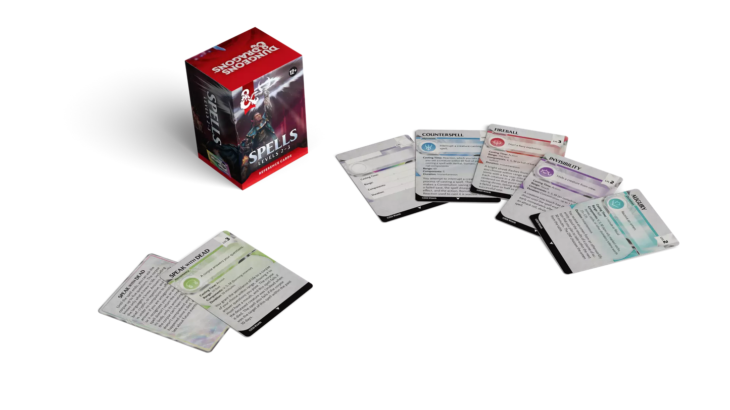 Dungeons & Dragons 5.5e Reference Cards - Spells Levels 2-3