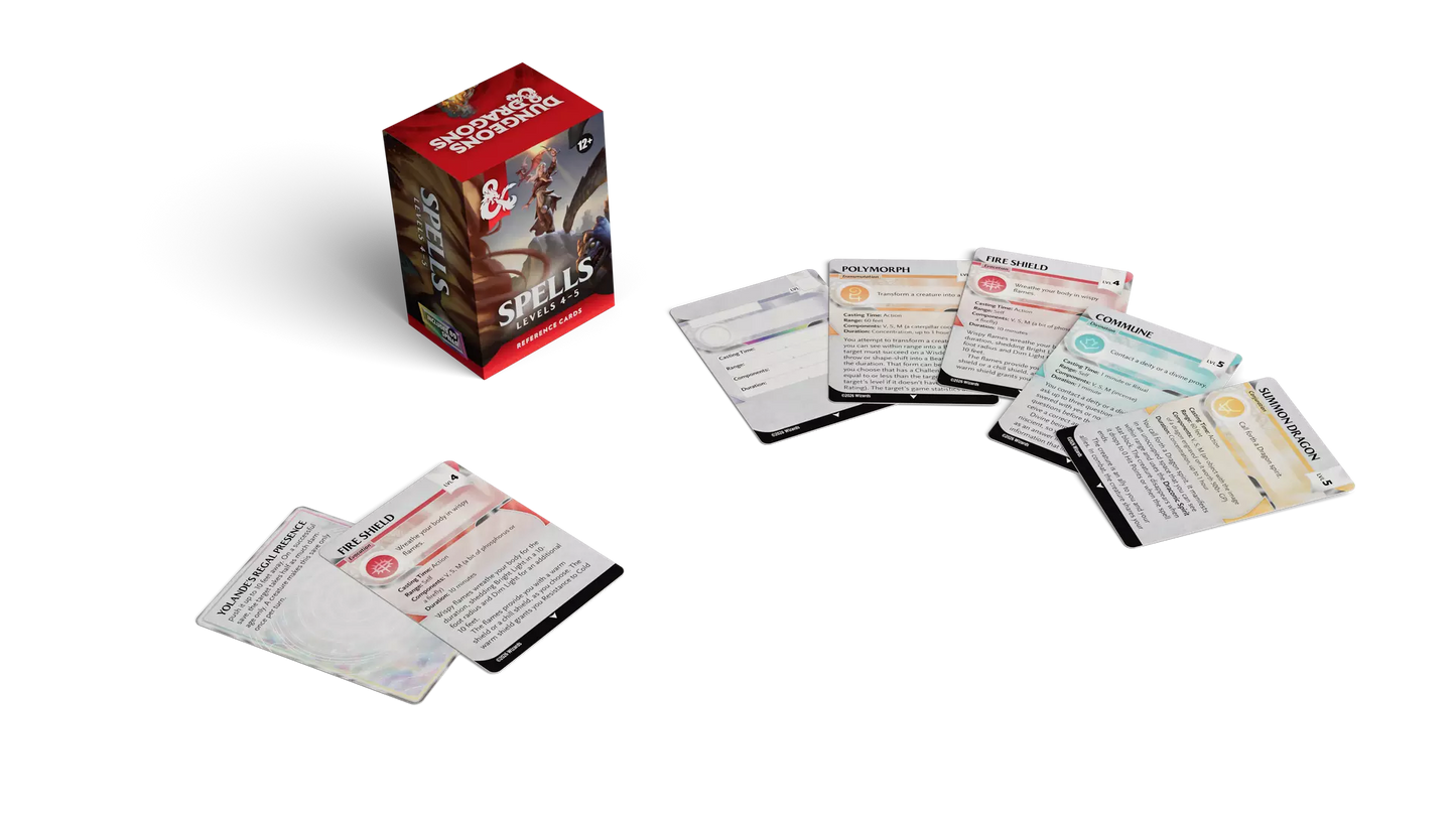 Dungeons & Dragons 5.5e Reference Cards - Spells Levels 4-5