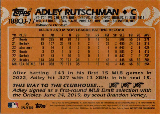 Topps Update Baseball 2023 Chrome Silver Card T88CU-77 Adley Rutschman