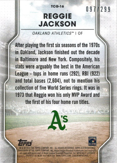 Topps Of The Class Baseball 2020 Greats Foil Card TCG-16 Reggie Jackson 097/299