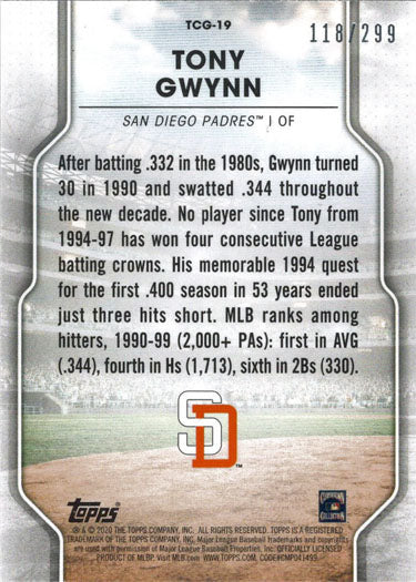 Topps Of The Class Baseball 2020 Greats Foil Card TCG-19 Tony Gwynn 118/299