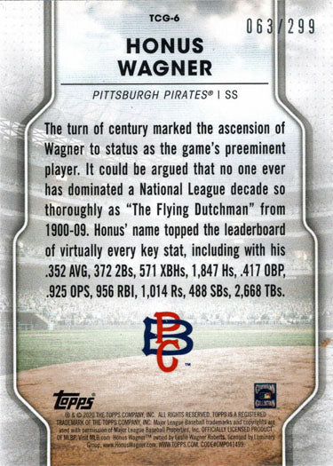 Topps Of The Class Baseball 2020 Greats Foil Card TCG-6 Honus Wagner 063/299