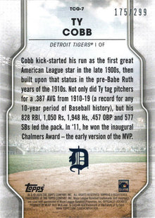 Topps Of The Class Baseball 2020 Greats Foil Card TCG-7 Ty Cobb 175/299