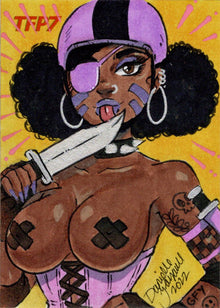 2022 5finity TFP7 Dangerous Derby Dames Sketch Card Danielle Gransaull