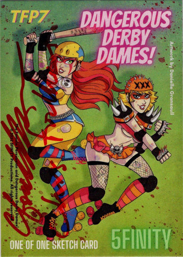 2022 5finity TFP7 Dangerous Derby Dames Sketch Card Chris Foulkes V2
