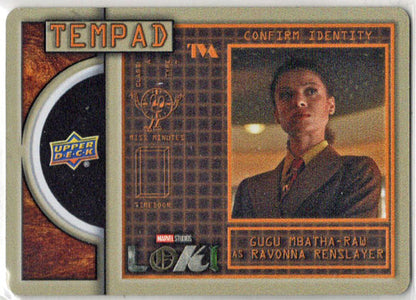 2023 Upper Deck Marvel Loki Tempad Metal Card TM-12 Gugu Mbatha-Raw As Renslayer