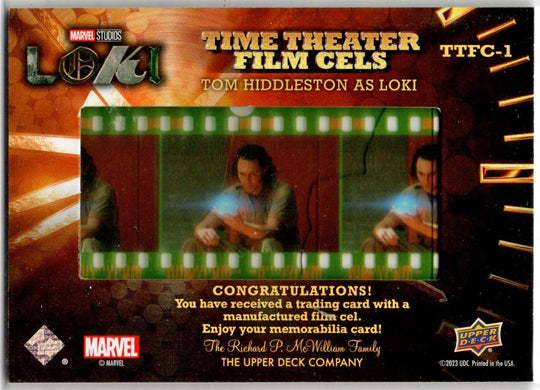 2023 Upper Deck Marvel Loki Time Theater Film Cels Card TTFC-1 Tom Hiddleston
