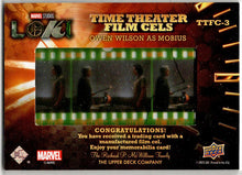 2023 Upper Deck Marvel Loki Time Theater Film Cels Card TTFC-3 Owen Wilson