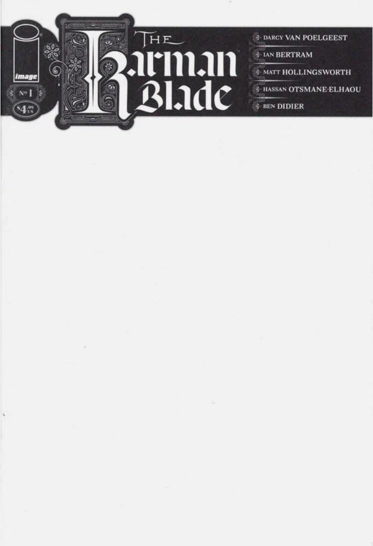 Karman Blade #1 (Of 4) Cover E Blank Sketch Variant (Mature)