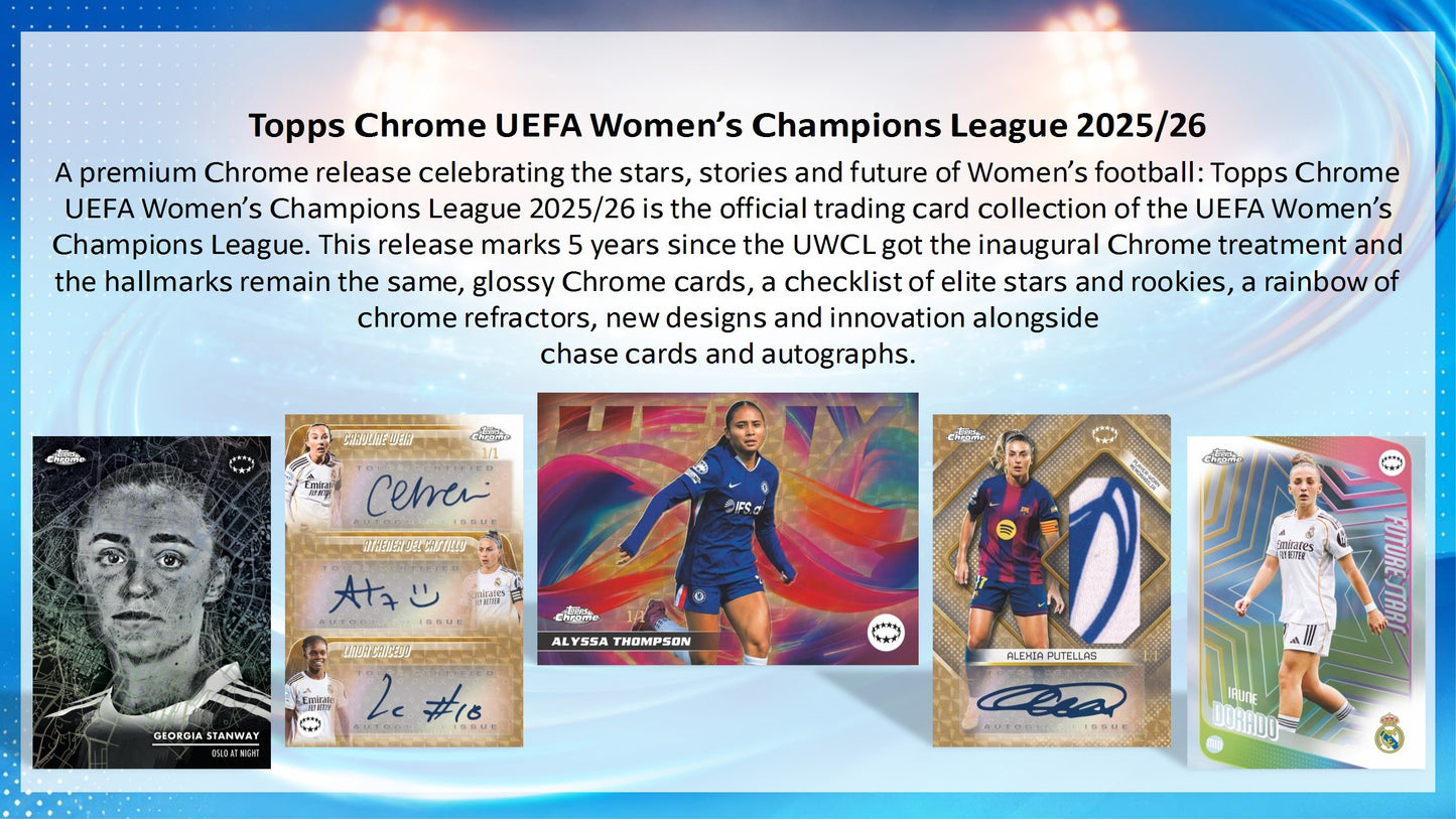 2025-26 Topps Chrome UEFA Women's Champions League Soccer Hobby Box