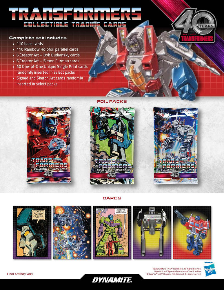 2024 Dynamite Transformers 40th Anniversary Trading Cards Hobby Box