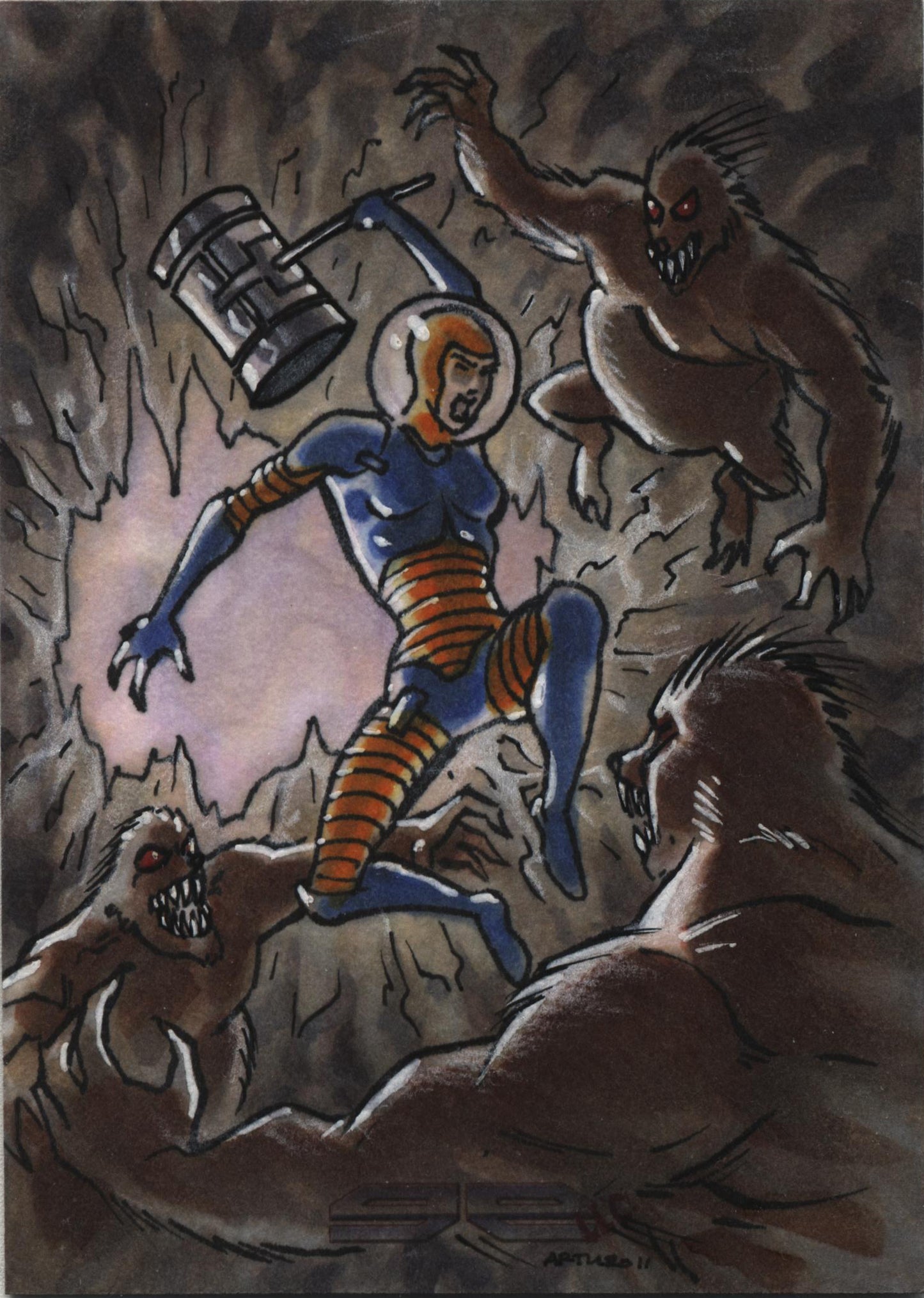 2011 5finity Galaxgals Eradication Arley Tucker Rare Artist Sketch Card Ver. 1