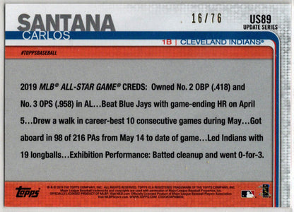 Topps Update Baseball 2019 Independence Day Parallel Card US89 C. Santana 16/76