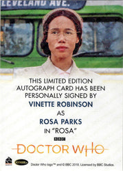 2022 Doctor Who Series 11 & 12 Vinette Robinson Full Bleed Autograph Card