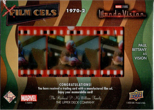 2022 Upper Deck Marvel WandaVision Film Cels Card 1970-2 Paul Bettany