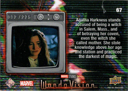 2022 Upper Deck Marvel WandaVision Green Vision Card 67 “Agatha...” 092/225