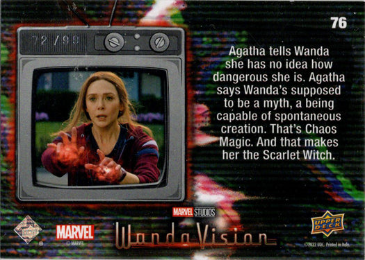 2022 Upper Deck Marvel WandaVision White Vision Card 76 “Wanda, You Are..."/99