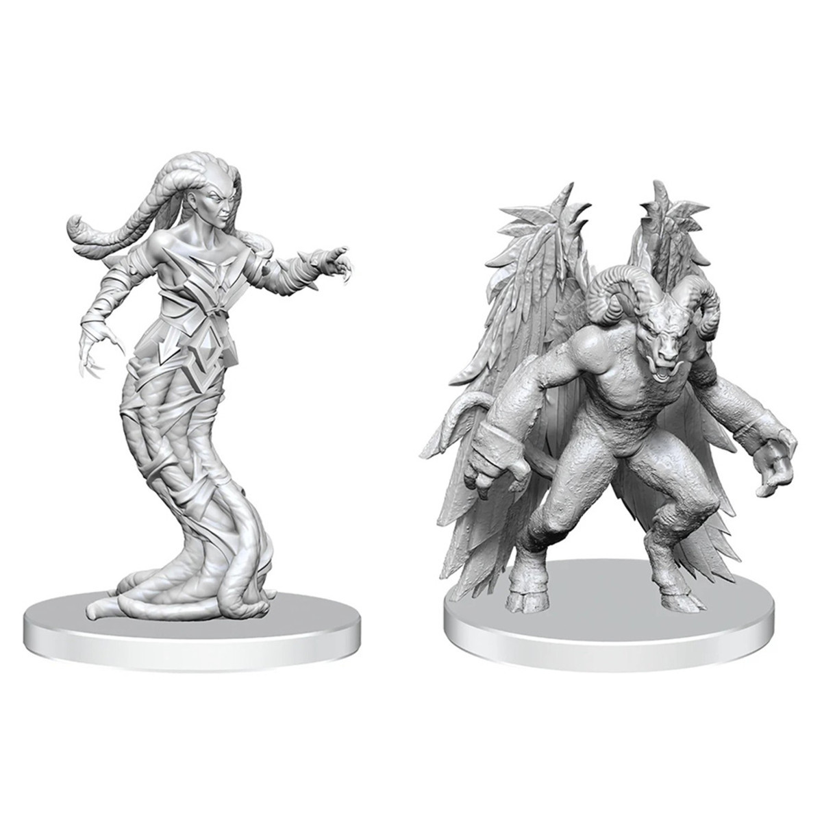 Pathfinder Battles Deep Cuts Miniatures - Unpainted: Gylou (Handmaiden Devil) & Ferrugon (Rust Devil)