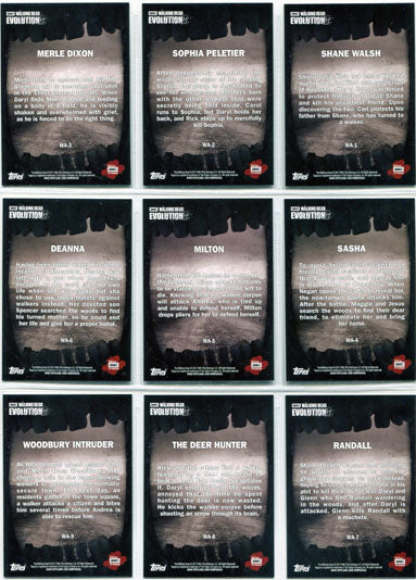 Walking Dead Evolution Walker Complete 10 Card Chase Set