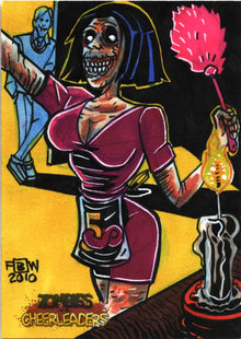 Zombies vs Cheerleaders Comic Book Sketch Card by Frankie B Washington