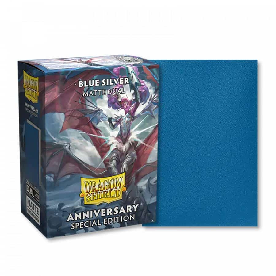 Dragon Shield Matte Dual Sleeves - Cobalt & Silver 100ct (Anniversary Special Edition)