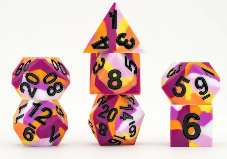 Fanroll Gaymers Pride - Sharp Edge Silicone Rubber Dice Set: Lesbian Pride Flag