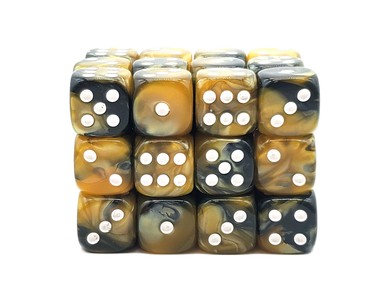 Old School Dice: 36ct 12mm d6 Dice Set - Vorpal - Black & Gold