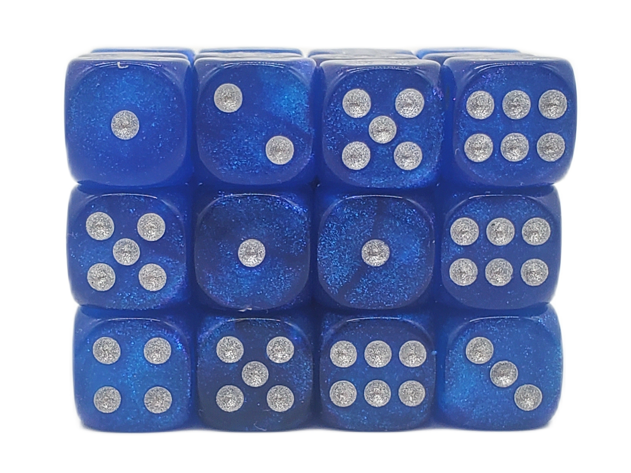 Old School Dice: 36ct 12mm d6 Dice Set - Galaxy - Blue Shimmer