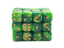 Old School Dice: 36ct 12mm d6 Dice Set - Vorpal - Green Splash w/ Gold