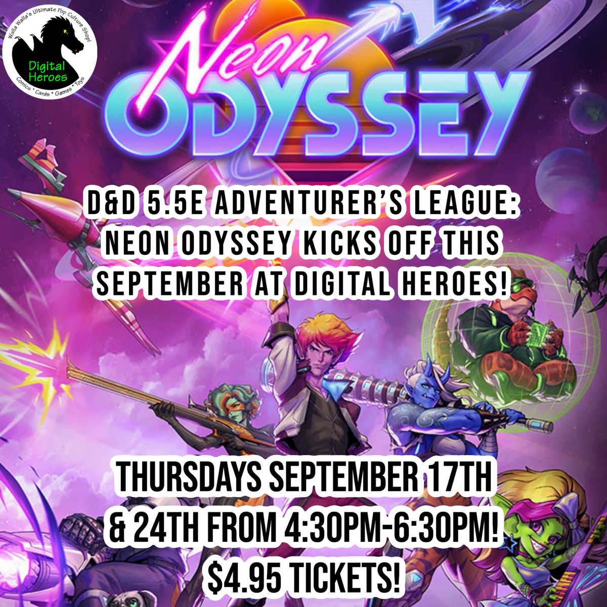 09/24/2026 4:30 PM D&D 5.5e Adventurer's League: Neon Odyssey Ticket