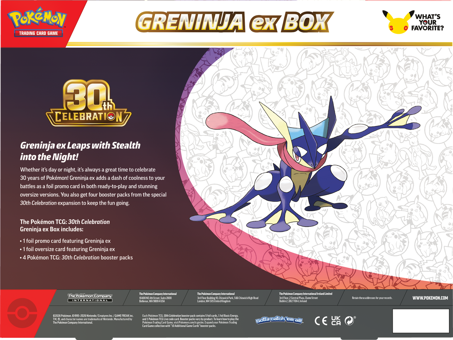 Pokemon Mega Evolution ME30: 30th Celebration Greninja ex Box