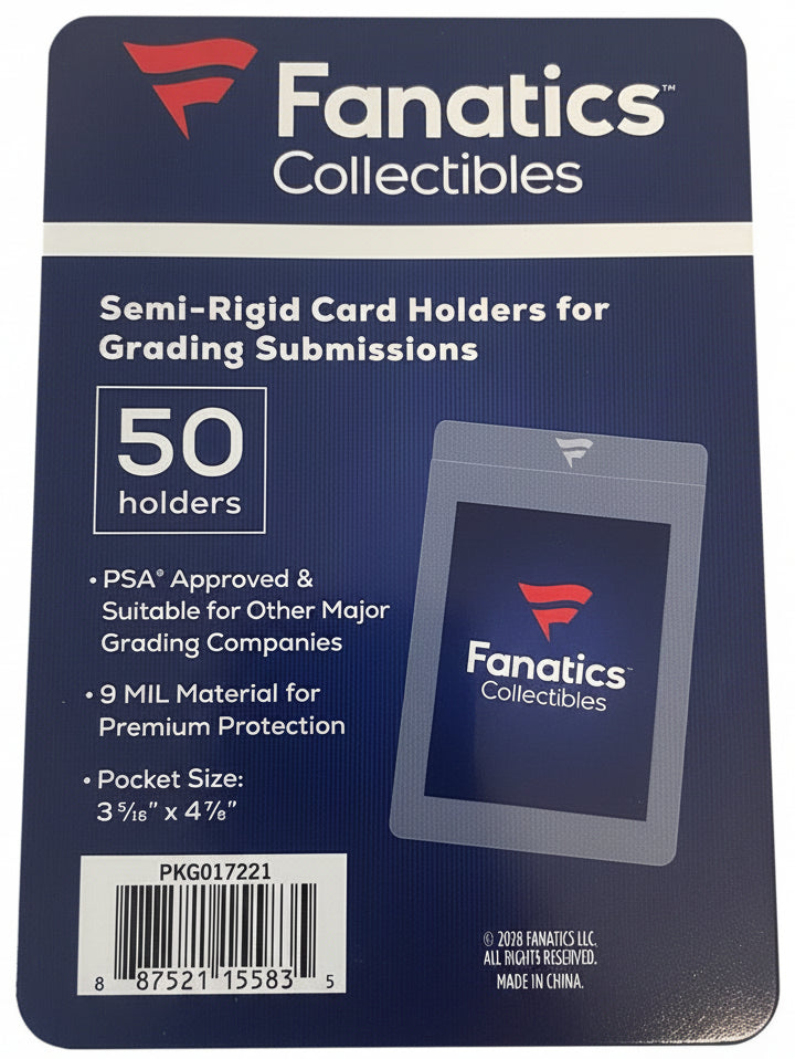 Fanatics Semi Rigid Card Holder No. 1 - 50 Count Pack