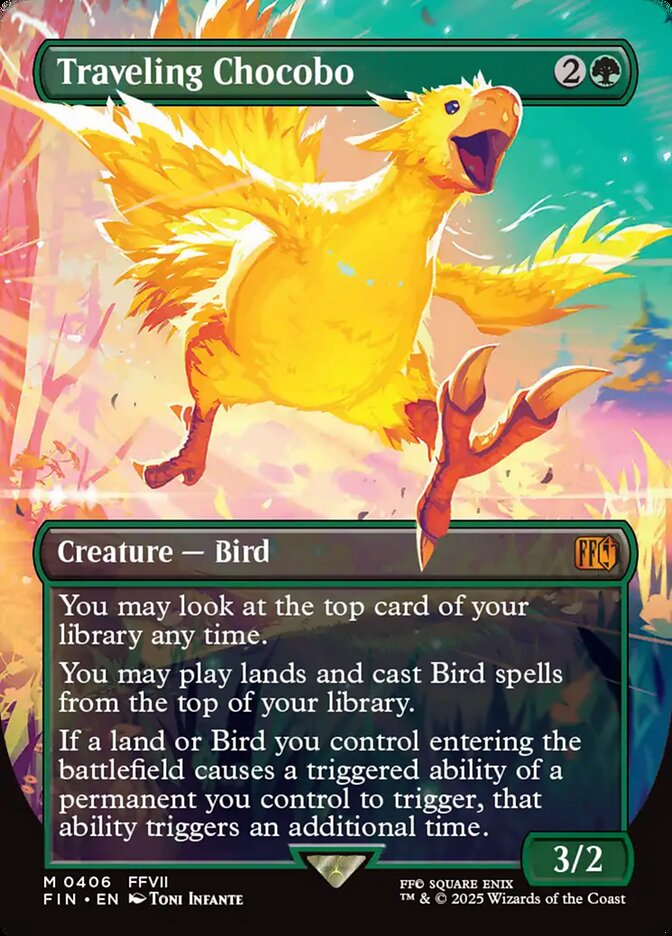 Magic MTG Traveling Chocobo (Borderless Alternate Art) [Final Fantasy] Near Mint Foil