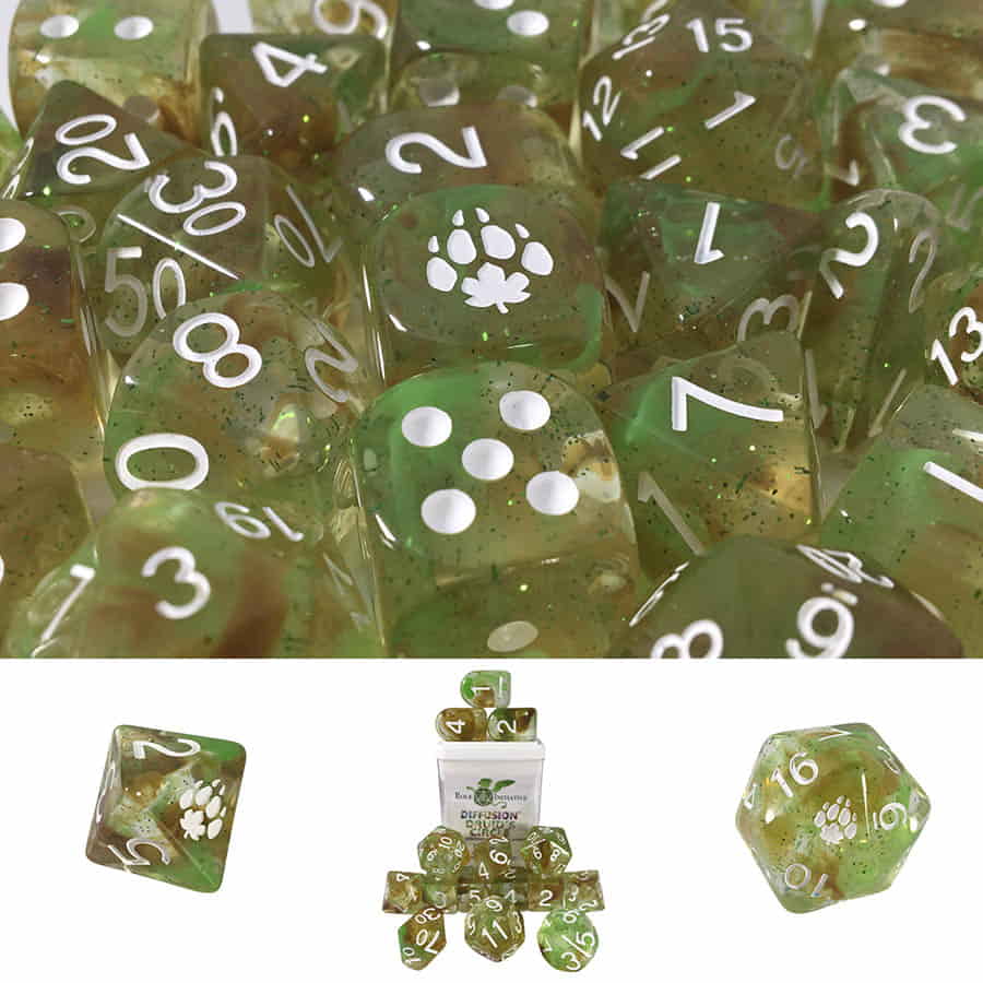 Role 4 Initiative Set of 15 RPG Dice: Diffusion - Druid's Circle w/ Arch'd4